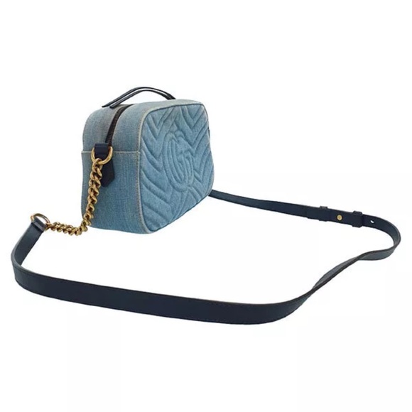 SOLD❤️ GUCCI GG Marmont Blue Denim Shoulder Bag - Picture 2 of 9